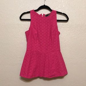 LAST CALL C. Wonder Honeycomb Lace Peplum Tank